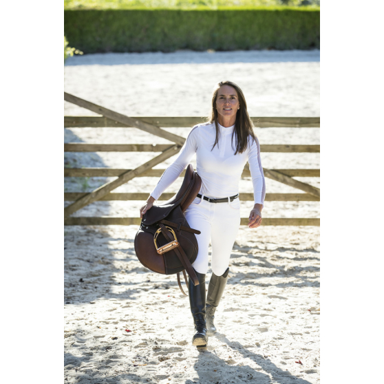 Polo de concours EQUITHÈME Pekin manches longues - Femme