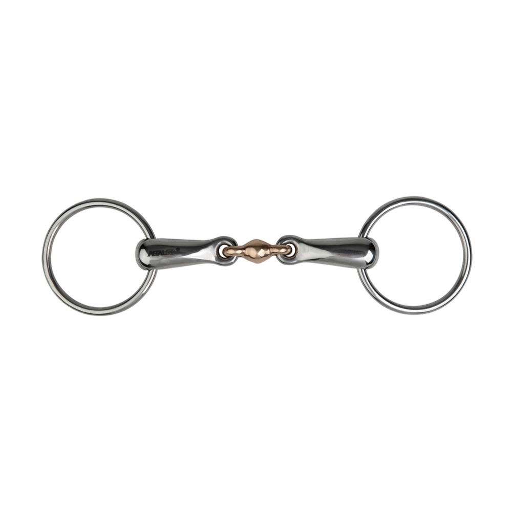 Metalab double jointed Snaffle bit with copper ball