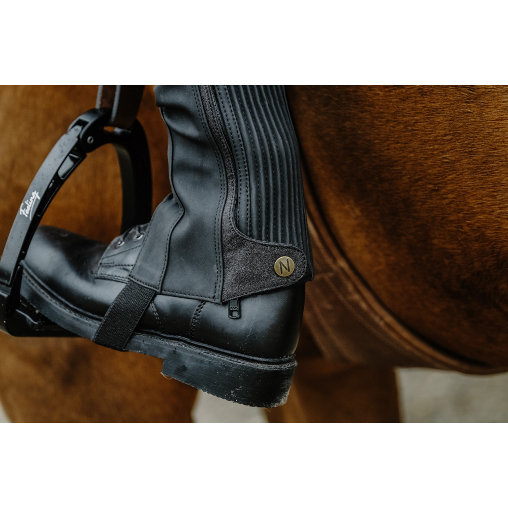 Demi-Chaps Norton Avec Strass - Noir Taille Unique - Polyuréthane Grainé - Doublure Stretch - Élégant Et Confortable